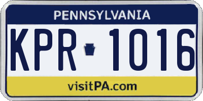 PA license plate KPR1016