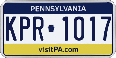 PA license plate KPR1017