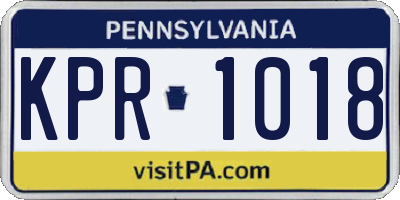 PA license plate KPR1018