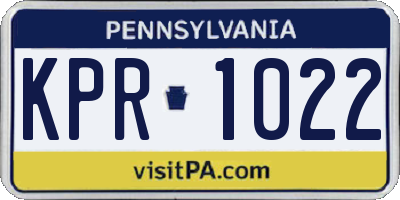 PA license plate KPR1022