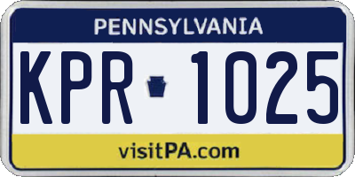 PA license plate KPR1025