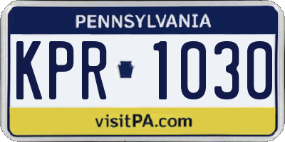 PA license plate KPR1030