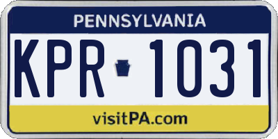 PA license plate KPR1031
