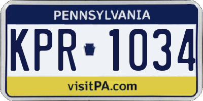 PA license plate KPR1034
