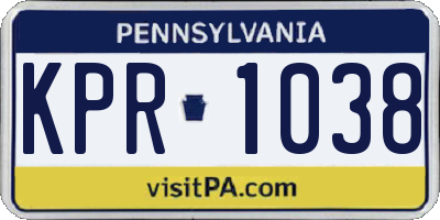 PA license plate KPR1038