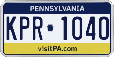 PA license plate KPR1040