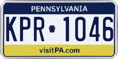 PA license plate KPR1046