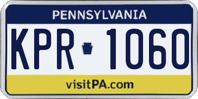 PA license plate KPR1060