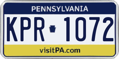 PA license plate KPR1072