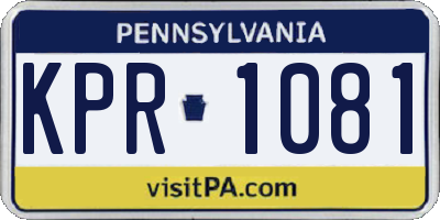 PA license plate KPR1081