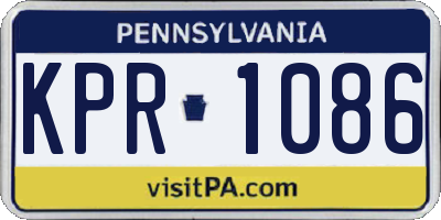 PA license plate KPR1086