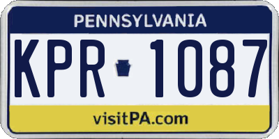 PA license plate KPR1087