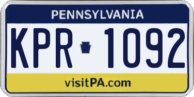 PA license plate KPR1092