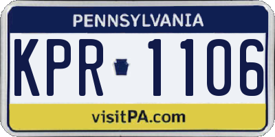 PA license plate KPR1106