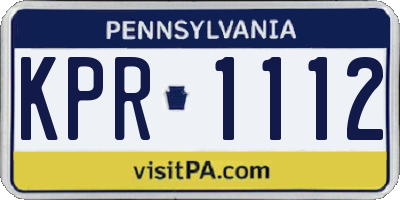 PA license plate KPR1112