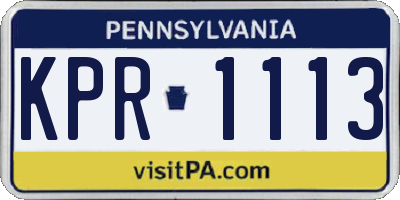 PA license plate KPR1113