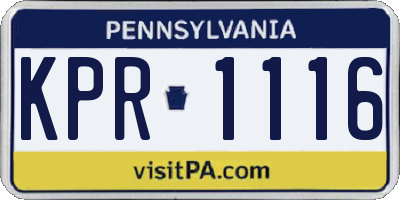 PA license plate KPR1116