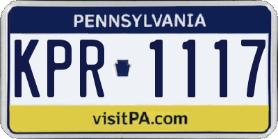 PA license plate KPR1117