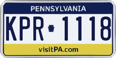 PA license plate KPR1118