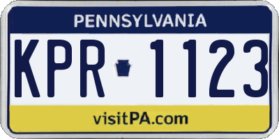 PA license plate KPR1123