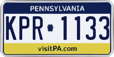 PA license plate KPR1133