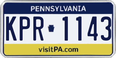 PA license plate KPR1143