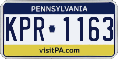 PA license plate KPR1163