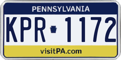 PA license plate KPR1172