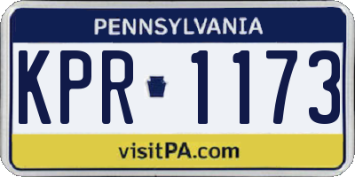 PA license plate KPR1173