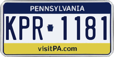 PA license plate KPR1181