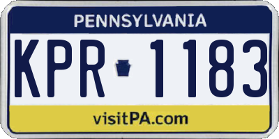 PA license plate KPR1183