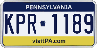 PA license plate KPR1189