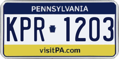 PA license plate KPR1203