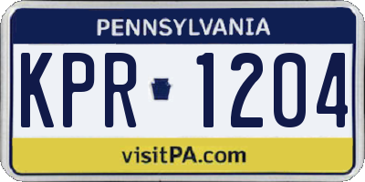 PA license plate KPR1204