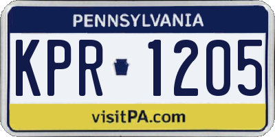 PA license plate KPR1205