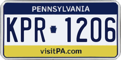 PA license plate KPR1206
