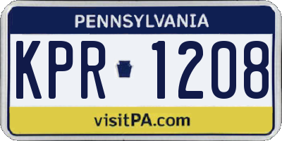 PA license plate KPR1208