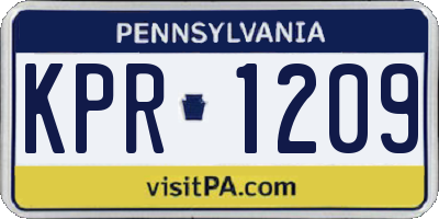 PA license plate KPR1209