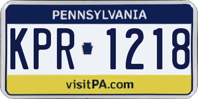 PA license plate KPR1218