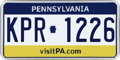 PA license plate KPR1226
