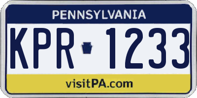PA license plate KPR1233