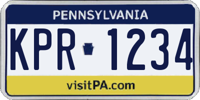 PA license plate KPR1234