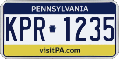 PA license plate KPR1235