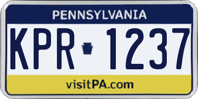 PA license plate KPR1237