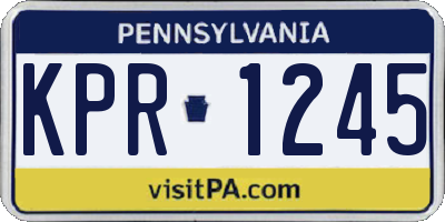PA license plate KPR1245