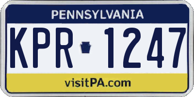 PA license plate KPR1247