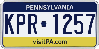 PA license plate KPR1257