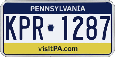 PA license plate KPR1287