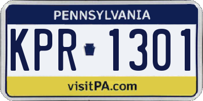 PA license plate KPR1301