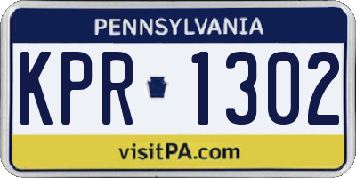 PA license plate KPR1302